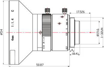 Мегапиксельный объектив для машинного зрения с креплением c 1/2 дюйма F1,4 4 мм