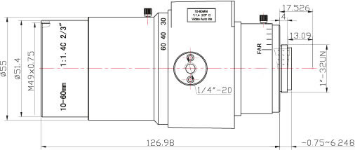 Варифокальный зум-объектив для видеонаблюдения с креплением C от 10 до 60 мм