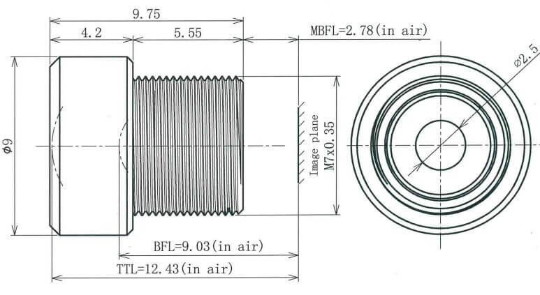 14.5мм F6.0 M7-mt с фиксированным объективом для платы видеонаблюдения с низким уровнем искажений и креплением