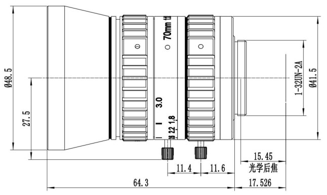 Объектив машинного зрения для систем видеонаблюдения с креплением c 70 мм, 1 дюйм, f70 мм