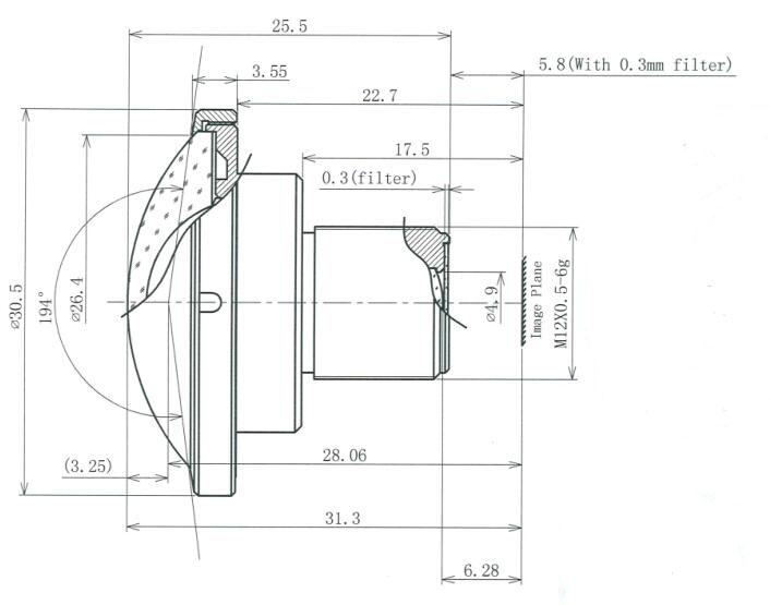 Объектив «рыбий глаз» 2/3 f2.0 2,0 мм m12 195 градусов