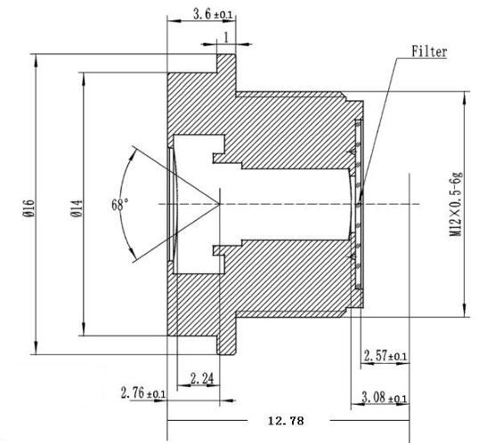 Объектив заднего вида 3,2 мм m12x0,5 F2,5