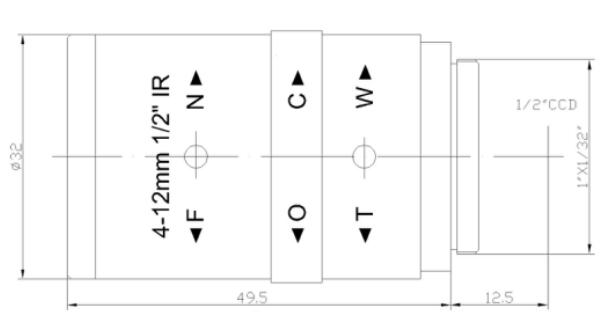 Варофокальный зум-объектив для систем видеонаблюдения с креплением CS и диафрагмой 4,0–12 мм