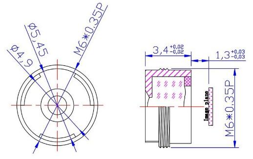 Мини-объектив с низким уровнем искажений 4,2 мм, 5 МП M6x0,35