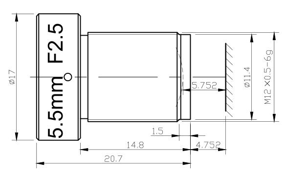 Объектив для платы видеонаблюдения m12 5,5 мм с низким уровнем искажений F2,5