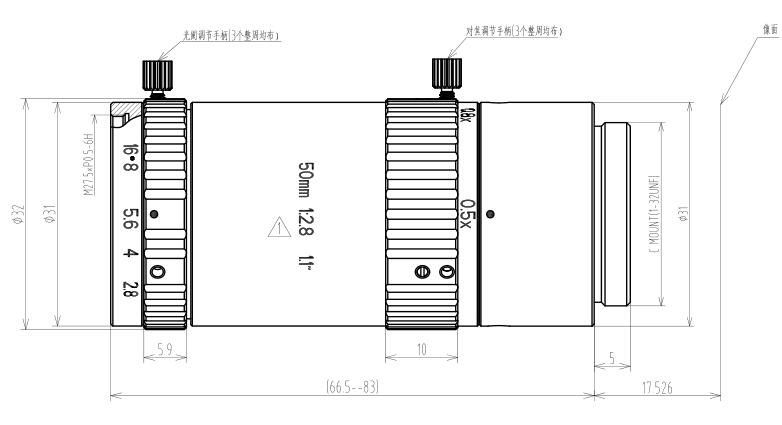 Микрообъектив 50 мм, 1,1 дюйма, F2.8 0,5x-0,8x с байонетом c