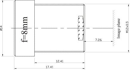 Объектив без искажений 8,0 мм m12 F2.5