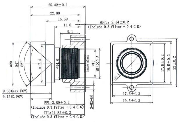 1/2 F1.2 5.3мм VGA M14 M14x0,5 объектив с монтажной платой для Sony IMX556 TOF cam