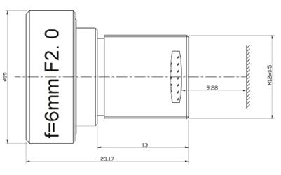 f=6mm F2.0 объектив с низким уровнем искажений и креплением для платы видеонаблюдения